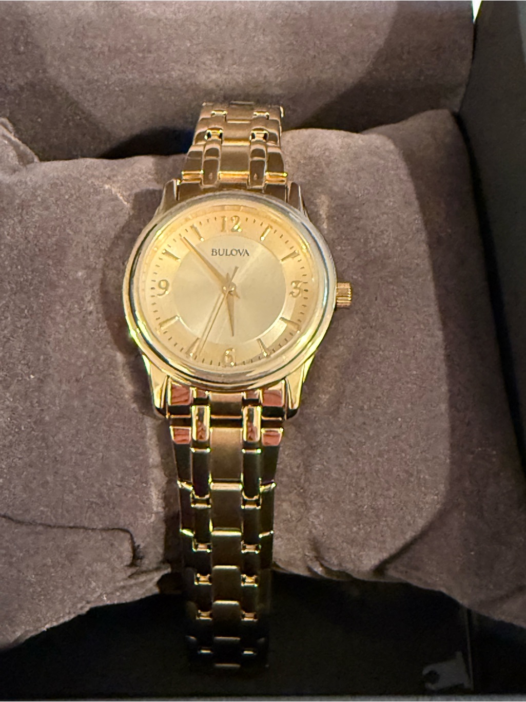 Bulova Gold Tone Ladies Bracelet Watch With Champagne Dial